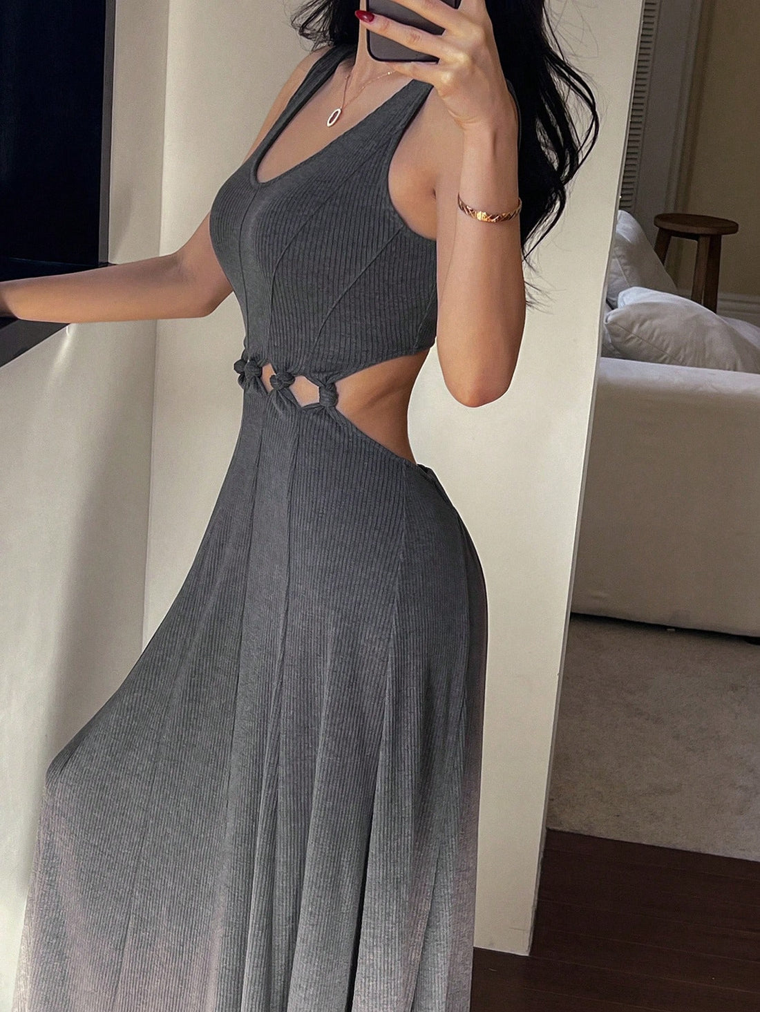 Effortless Elegance meets summer vibes with this sleeveless hollow V-neck dress. Stay cool and stylish with its airy design and classic silhouette. Perfect for any occasion, this dress effortlessly exudes elegance (pun intended).