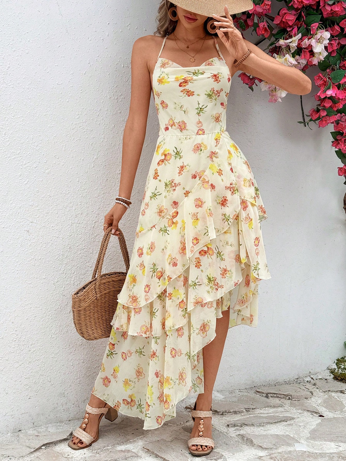 Get ready to rock effortless summer style with this casual halter dress! The playful print adds a fun twist to your look, while the halter neckline keeps you cool and comfortable. Perfect for any casual occasion, this dress will have you feeling fun and fabulous all season long. (No effort required!)