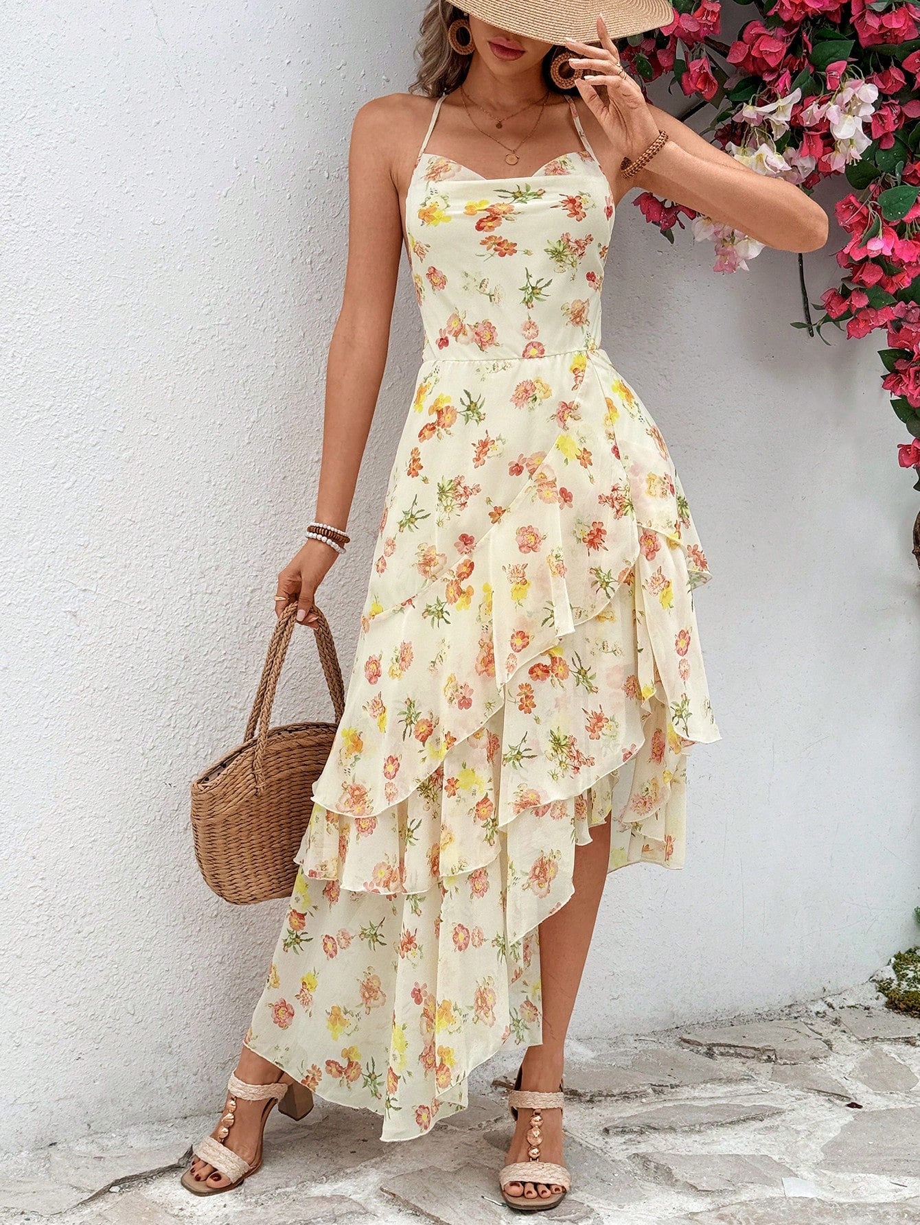 Get ready to rock effortless summer style with this casual halter dress! The playful print adds a fun twist to your look, while the halter neckline keeps you cool and comfortable. Perfect for any casual occasion, this dress will have you feeling fun and fabulous all season long. (No effort required!)