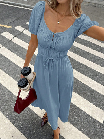 Step into summer with this playful puff sleeve dress, designed for effortless style and comfort. Its solid color and casual fit make it perfect for sunny days, while the puff sleeves add a fun, flirty touch. Whether you're out for brunch or a stroll in the park, this dress keeps you cool and chic all day long.