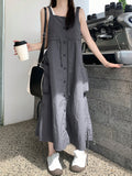 Achieve effortless summer style with this women's strappy solid color overall dress. Button details add a touch of charm while convenient side pockets offer functionality. Perfect for a casual day out or a fun event. (No more boring dresses!)