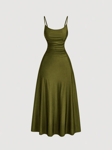 Get ready to turn heads with Effortlessly Chic. This Ruched Waist Swing Slip Dress is the ultimate summer must-have. The ruched waist and swing silhouette will give you a flattering and effortless style. Perfect for any summer occasion. Get yours now!