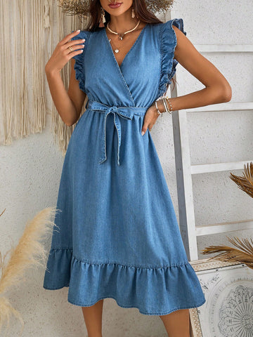 Stay stylish and comfortable on your next vacation with the Effortlessly Chic Denim Dress. The V-neck design and blue denim fabric create a classy, yet relaxed look, perfect for any destination. Designed with your ultimate comfort in mind, this dress is an essential addition to your travel wardrobe.