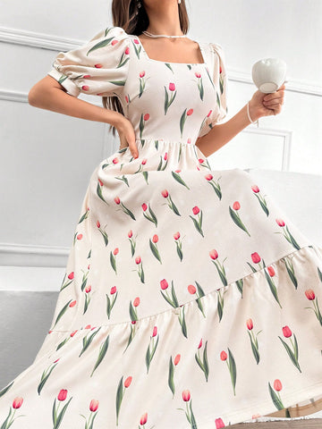 Introducing the Effortlessly Elegant dress - the perfect mix of style and comfort for every occasion. With its stunning floral print and flattering puff sleeves, this dress will elevate your wardrobe. Made to effortlessly enhance your elegance, this dress is a must-have for any fashion-forward individual.