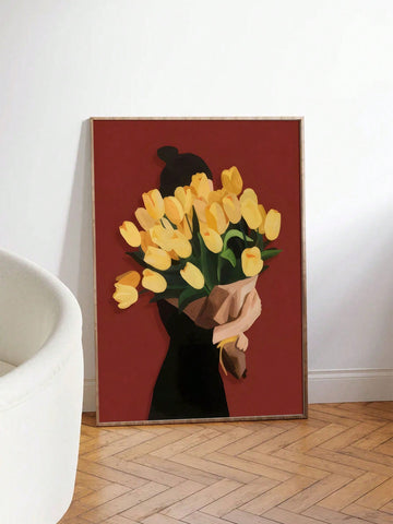 Add a touch of grace and beauty to your home with "Elegance in Bloom" canvas wall art. Featuring a modern depiction of women with vibrant yellow tulips, this piece is sure to brighten any room. Bring a sense of elegance and florality into your space with this unique and playful addition.