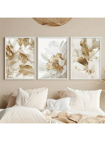 Transform your home into a whimsical wonderland with our Elegant 3-Piece Abstract Canvas Wall Art Set. This set features delicate white flowers and shimmering golden leaves that will add a touch of elegance to any modern décor. Brighten up your space and let your walls come to life with this stunning set.