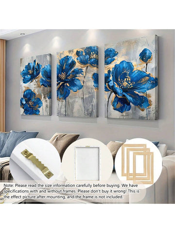 Transform your living space with our Elegant 3-Piece Blue Floral Canvas Wall Art Set - the perfect addition to any Scandinavian style home. Adorn your living room, bedroom, or dining room with these beautiful pieces for a touch of elegance and serenity. A must-have for any home decor enthusiast!