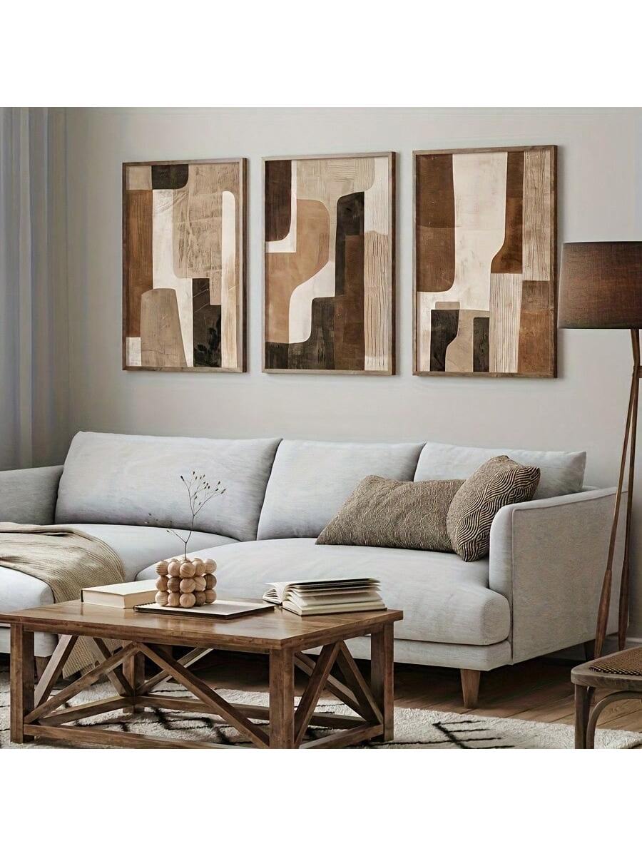 Add a splash of style and whimsy to your space with this elegant 3-piece canvas set. Featuring a blend of warm browns and soothing beiges in playful abstract patterns, these pieces effortlessly brighten any room while keeping things classy. Perfect for modern homes that want a touch of artistic fun without overdoing it. Let your walls do the talking—with charm and a twist of personality!
