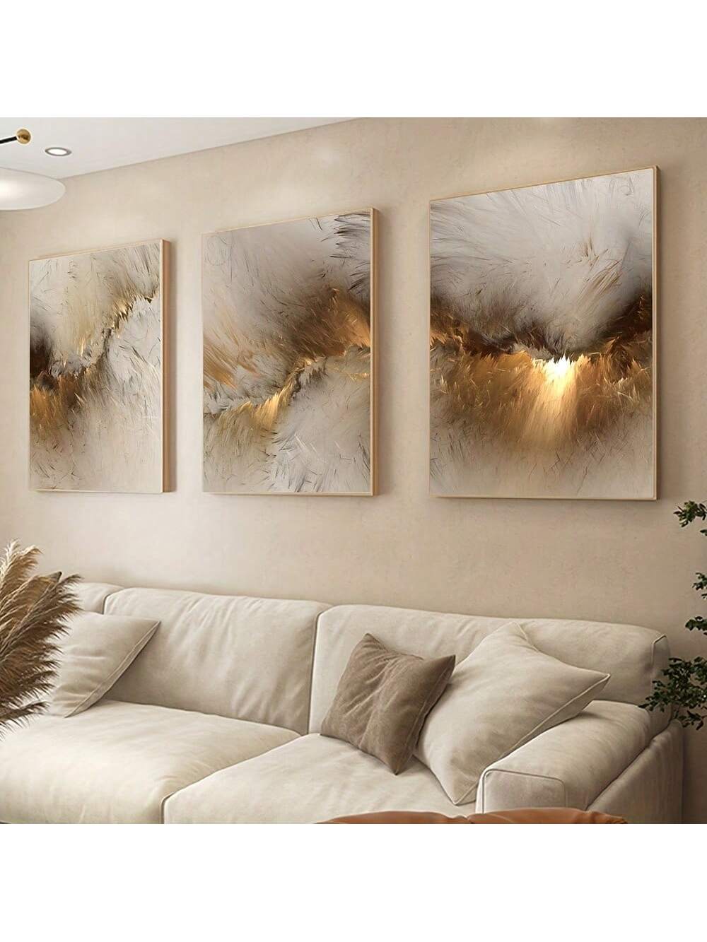Add a touch of whimsy and charm to your modern home decor with our Elegant 3-Piece Golden Cloud Canvas Wall Art Set. Each piece features a unique illustration of a golden cloud, adding a playful and unique touch to any room. Elevate your space with this eye-catching and luxurious wall art set.