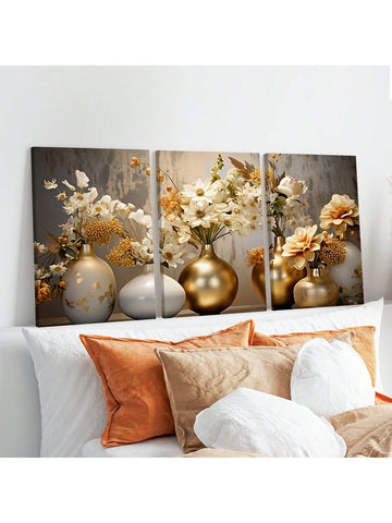 Add a touch of elegance to your walls with this 3-piece modern abstract floral canvas art set. Perfect for home or office, this set is the perfect way to add a pop of color and style to any space. Let your walls bloom with this stunning and versatile art set.