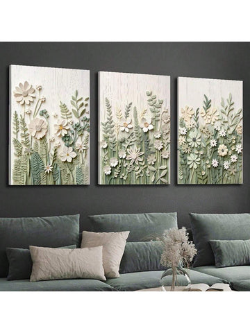 Transform your space with this playful 3-piece canvas set featuring vibrant green leaves and flowers! No frames needed—just hang and enjoy the instant pop of nature-inspired charm. Perfect for brightening blank walls, creating conversation starters, or adding a touch of whimsy to any room. Your guests will wonder where you found such a delightful décor treasure!