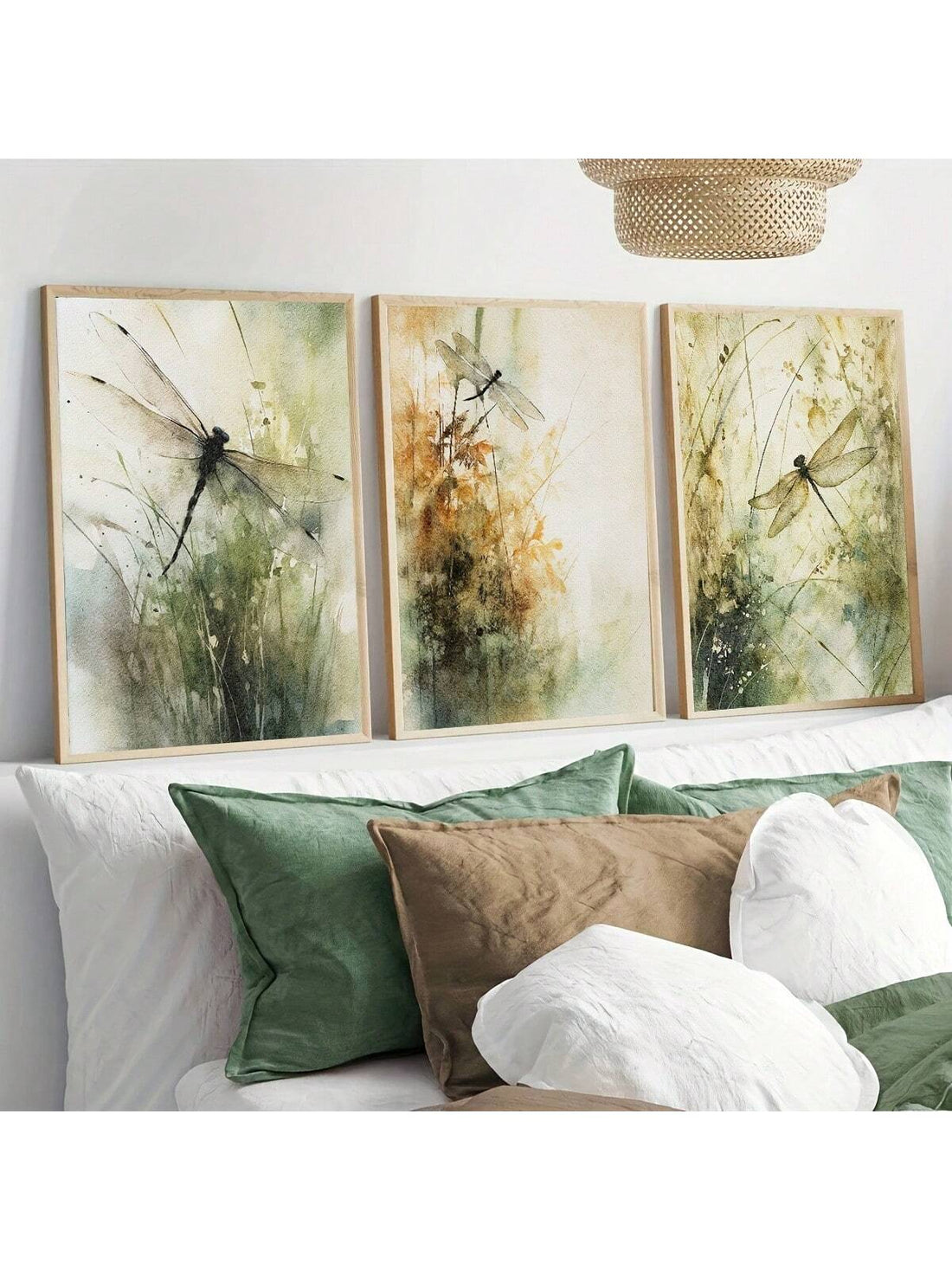 Add a splash of whimsy to any room with this charming 3-piece dragonfly watercolor canvas set. Unframed for easy customization, each delicate illustration brings a touch of nature’s playful spirit to your home or office. Brighten your walls with these fluttering friends and let their lighthearted beauty inspire your day.