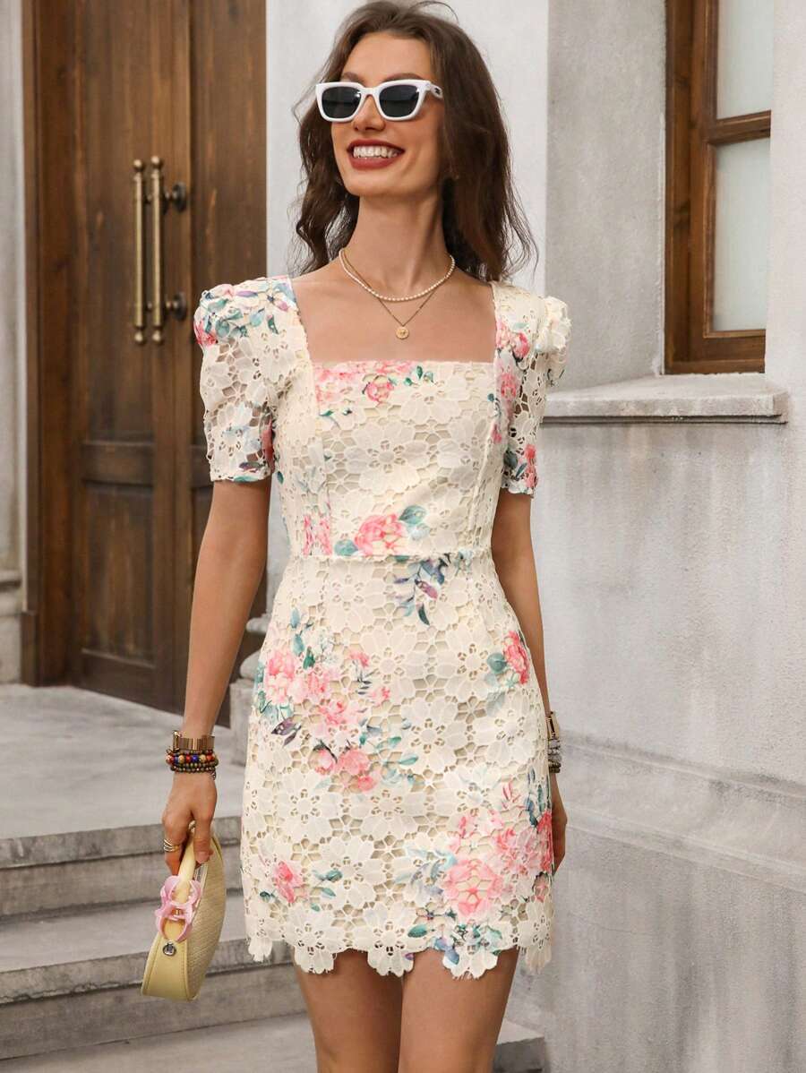 Step into the spotlight with this Elegant 3D Floral Lace Mini Dress, crafted in crisp white for your favorite weddings and sunny celebrations. Delicate floral lace pops in charming 3D detail, adding whimsy to every twirl. Light and flirty, it’s your perfect pick for spring and summer days when you want to shine bright and feel fabulous.