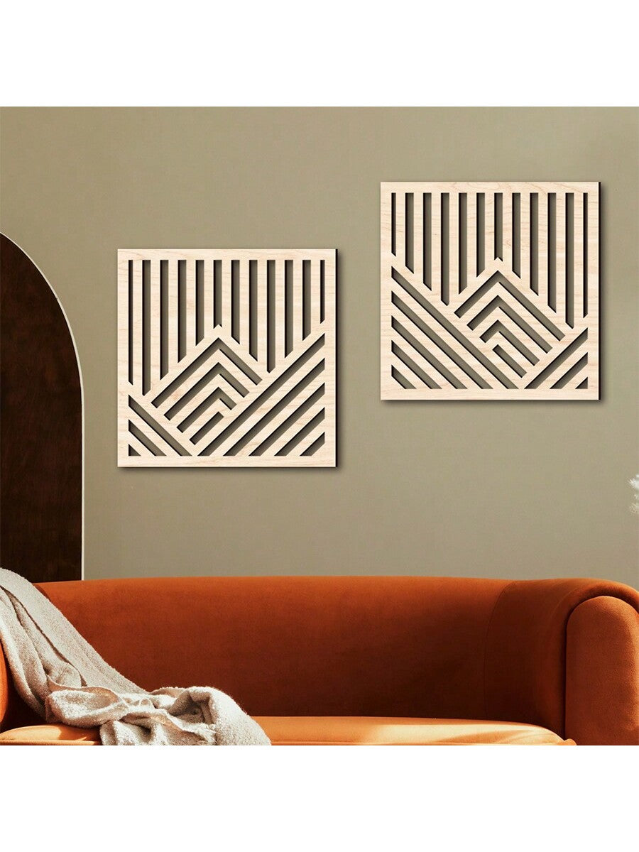 Add a touch of elegance to any room with our set of 2 creative decorative panels. These 3D wooden panels not only add dimension and texture to your walls, but also serve as a unique statement piece. Crafted with intricate details, they are perfect for showcasing your sophisticated style.