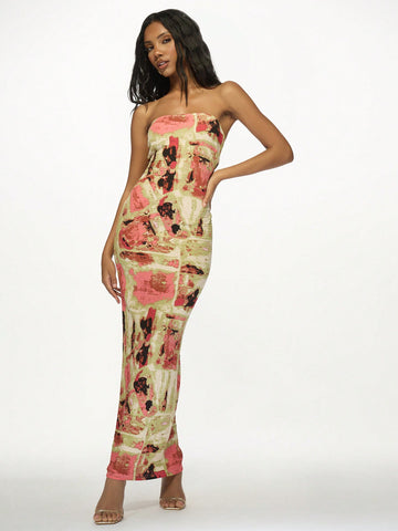 Turn heads with this Elegant Abstract Print Strapless Bodycon Maxi Dress, perfect for evening parties and summer weddings. Its sleek strapless design and vibrant abstract print combine to create a look that’s both bold and chic. The bodycon fit hugs your curves, making every step a confident statement. Lightweight and flowing, it keeps you cool while you dance the night away. Whether you’re stealing the spotlight or blending in with style, this dress is your go-to for unforgettable moments.