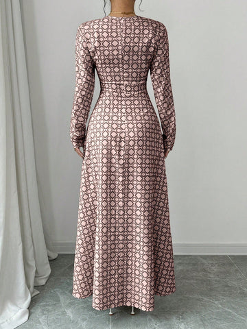 Get ready to make a statement with our Elegant All-Over Print V-Neck Maxi Dress! Perfect for spring and autumn fashion, this dress will have you turning heads with its stunning print and stylish V-neck. Embrace your inner fashionista and stand out from the crowd with this must-have dress.