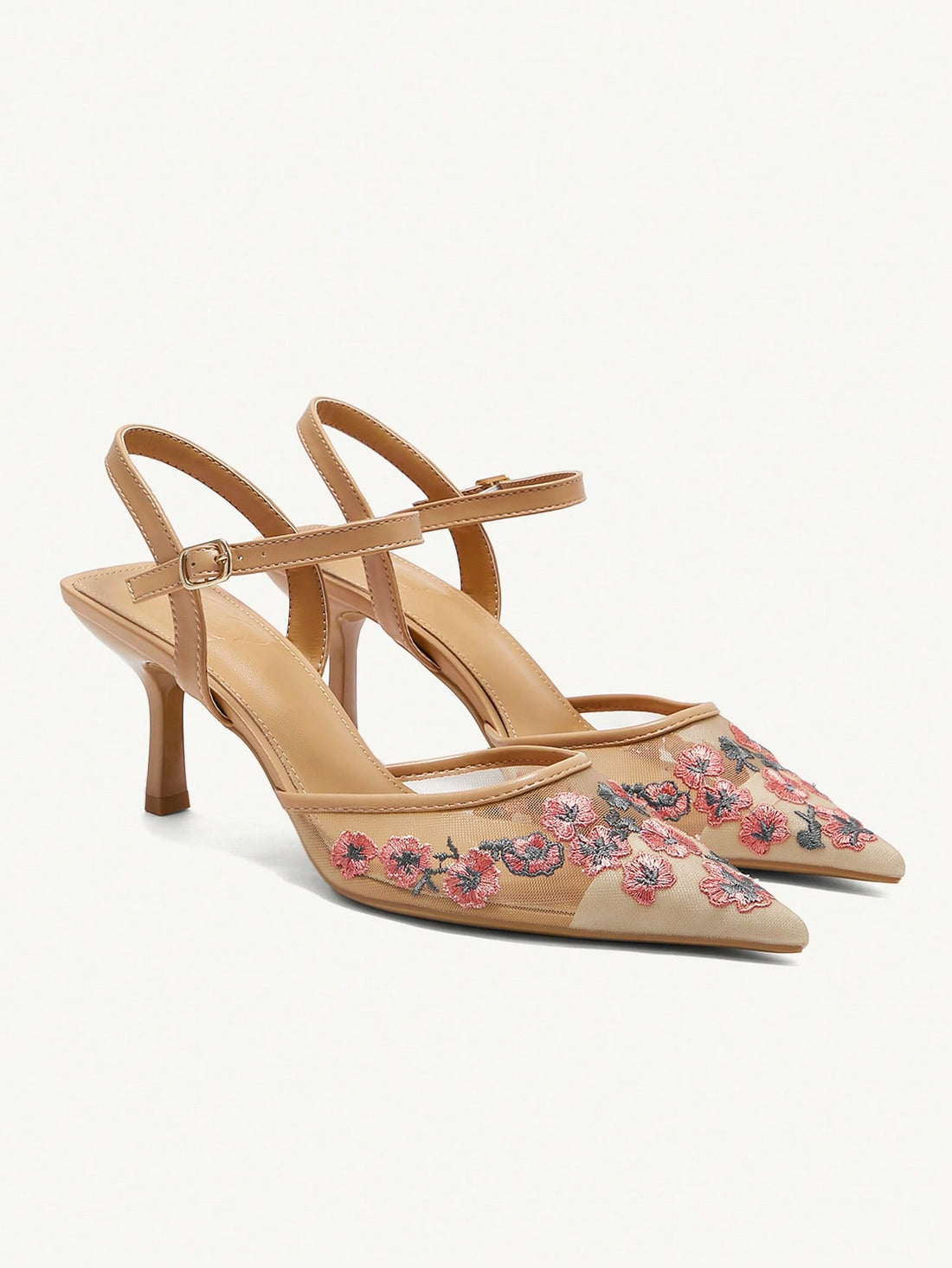 Step into charm with these Elegant Apricot Floral Embroidered Mesh Pumps! Perfect for weddings and parties, their delicate floral embroidery and airy mesh design add a touch of whimsy to any outfit. Slip them on effortlessly and enjoy the chic high heel silhouette that lifts your style and your spirits. Dance, mingle, and shine with playful elegance wherever you go!