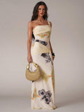 Apricot backless maxi dress view 1