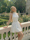 Radiant apricot sequins catch the light with every movement in this stunning backless mini dress. The halter neckline and tie-back design create an elegant, sophisticated silhouette perfect for summer parties and special occasions. A-line cut with high waist and flared hem flatters your figure while the lined construction ensures comfort. Sleeveless and effortlessly chic, this dress transitions seamlessly from cocktail events to evening celebrations. 100% polyester woven fabric with polyester lining. 