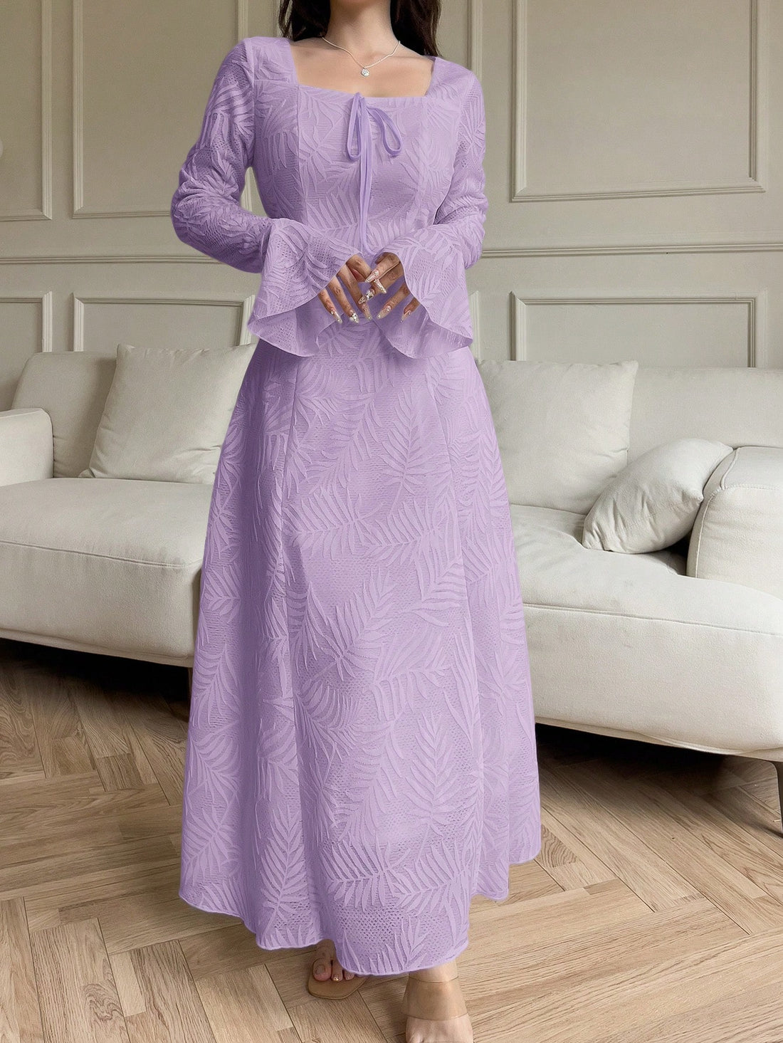 Embrace your inner tropical goddess with this playful Arabic-style dress! The vibrant floral pattern dances across long sleeves while the flirty V-neck and tie-front detail add just the right touch of feminine charm. Perfect for turning heads at summer soirées or adding a splash of sunshine to your everyday wardrobe.