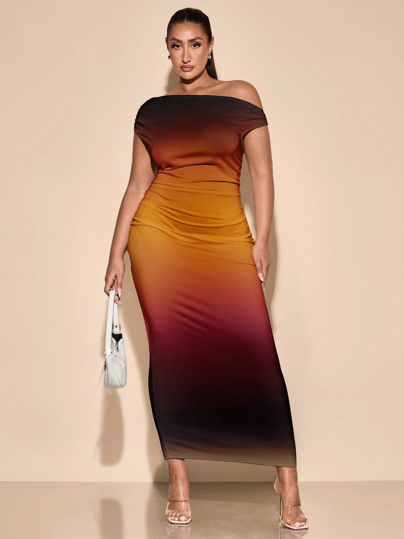 Step into the spotlight with this Elegant Asymmetric Shoulder Plus Size Gradient Dress, designed to make every celebration feel extra special. Its unique one-shoulder design adds a touch of unexpected charm, while the beautiful gradient colors create a stunning visual flow. Perfect for birthdays or any formal event, this dress combines comfort and style to help you shine with confidence and flair.
