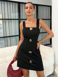Step out in style with this Elegant Asymmetrical Camisole Dress featuring a sleek metal buckle detail. Its unique cut adds a playful twist to classic chic, making it perfect for turning heads at any event. Lightweight and flattering, this dress effortlessly blends sophistication with a fun, modern edge.
