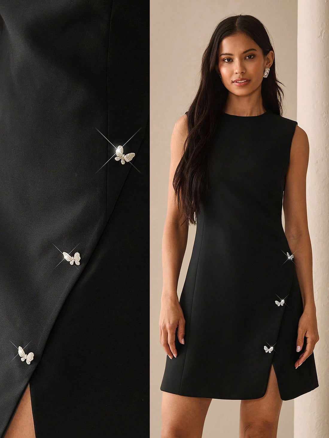 Turn heads wherever you go with this Elegant Asymmetrical Mini Dress, featuring chic metal accents that add just the right amount of edge. Its unique cut flatters your silhouette while keeping you comfortable for commuting or fun outings. Perfect for stylish women who love to mix sophistication with a playful twist!