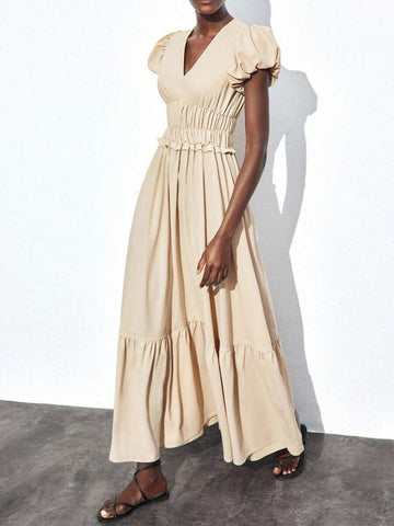 This Elegant Autumn-Winter Puff Sleeve Sundress combines refined style with seasonal comfort, making it ideal for business casual settings and festive holiday events. Its expertly tailored puff sleeves provide a sophisticated silhouette, while the warm fabric ensures comfort throughout cooler days. Designed to transition seamlessly from office meetings to celebratory gatherings, this dress offers a polished, versatile look that enhances your seasonal wardrobe with ease.