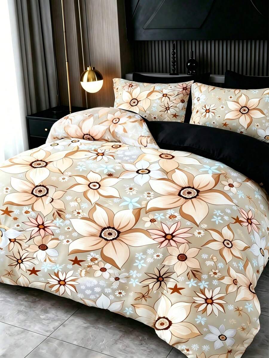 Transform your bedroom into a serene sanctuary with this elegant beige floral print duvet cover set. Featuring a beautiful botanical design, this boho-inspired bedding brings warmth and sophistication to any space. Crafted from 100% polyester, the soft and durable fabric ensures lasting comfort through countless washes. The set includes matching pillow cases for a coordinated look that works beautifully in master bedrooms, guest rooms, or dorm spaces. 