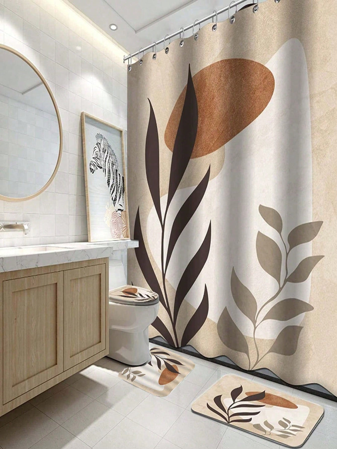 Add a touch of elegance to your bathroom with this stunning Floral Shower Curtain Set. Made with a delicate watercolor design, this set includes a matching rug and accessories. Turn your daily shower into a beautiful and relaxing experience.