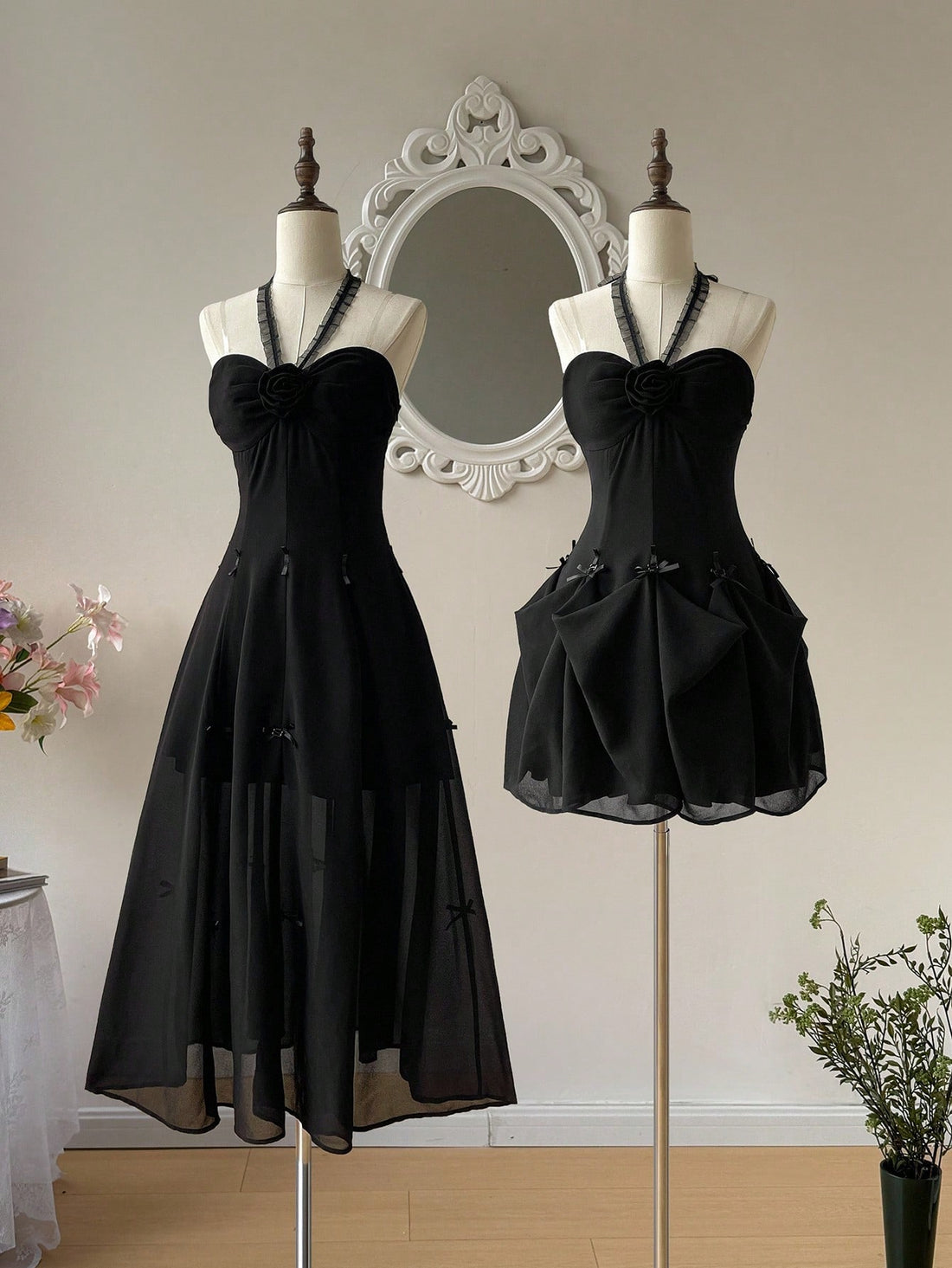 Step out in style with this Elegant Black 3D Floral Maxi Dress, designed to turn heads wherever you go. The delicate floral textures add a charming depth, while the playful bow and ruffled ties bring a flirty touch. Whether you're on vacation, heading to a date, or dancing at a festival, this dress combines comfort and elegance for all your fun-filled moments.