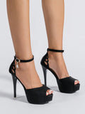 Step into spring and summer with these playful black high heel sandals featuring elegant butterfly wing accents. Designed with a secure buckle closure, they offer both style and comfort for plus-size feet. Perfect for parties or any occasion where you want to flutter with confidence and charm.