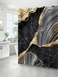 Update your bathroom with our Elegant Black & Gold Marble Shower Curtain! This modern design not only adds a touch of elegance to your space, but is also waterproof and mildew-proof. Say goodbye to boring shower curtains and hello to a stylish and functional addition to your decor!