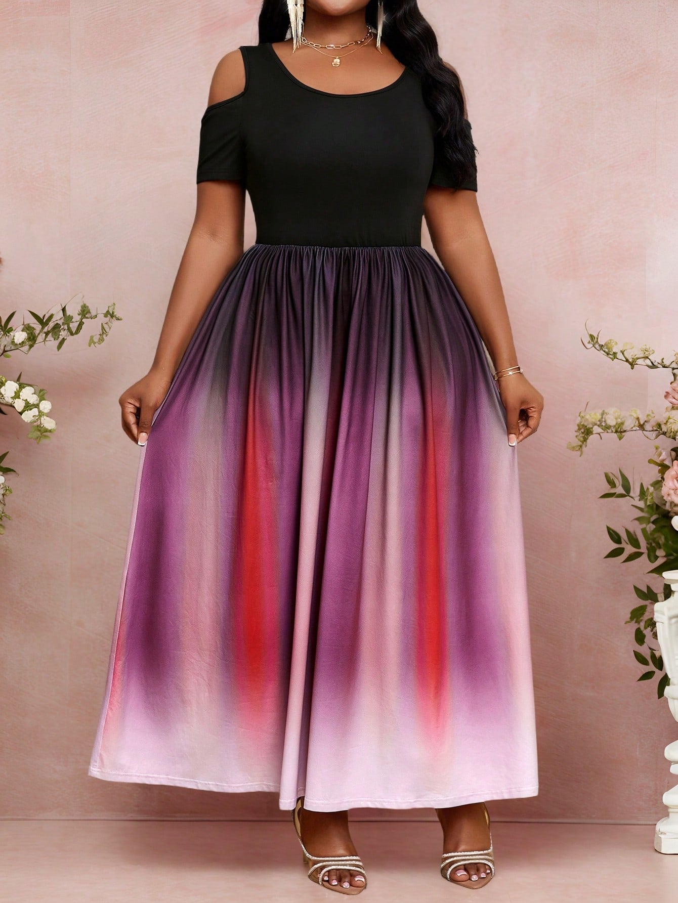 Step out in style with this Elegant Black Gradient Print Off-Shoulder Sundress, designed to flatter every curve in plus sizes. Perfect for spring and summer celebrations, whether you're headed to a graduation, wedding, or a dreamy vacation. Its off-shoulder cut adds a flirty touch, while the gradient print elevates your look effortlessly. Stay cool, chic, and ready to turn heads all season long!