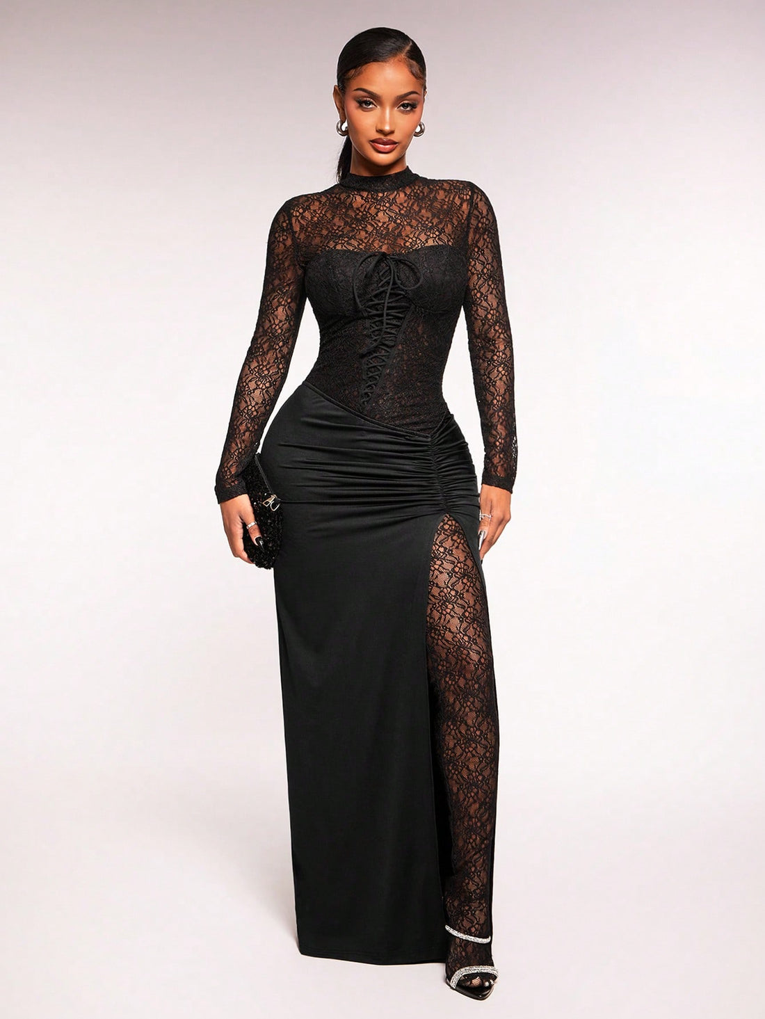 Make a statement in this stunning black lace jumpsuit that effortlessly blends vintage charm with modern sophistication. The delicate lace detailing and flattering silhouette create an undeniably sexy look perfect for parties, cocktail events, and special occasions. Whether you're dancing the night away or turning heads at an upscale gathering, this piece delivers confidence and elegance in one show-stopping ensemble. Dress it up with heels and jewelry, or keep it casually chic—this versatile jumpsuit is yo