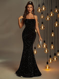 Turn heads at every formal event with this Elegant Black Sequin Prom Dress! Sparkling sequins catch the light while the playful lace-up back adds a flirty twist. Perfect for graduation or any special occasion, it blends glamour with a fun, confident vibe that lets you shine all night long.