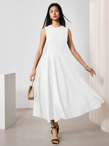 Step out in style with this elegant black sleeveless dress designed to turn heads wherever you go. Its round neck offers a classic touch, making it ideal for romantic Valentine's Day dates or breezy summer outings. Lightweight and effortlessly chic, this dress promises comfort and confidence all day long—because looking fabulous should always be fun!