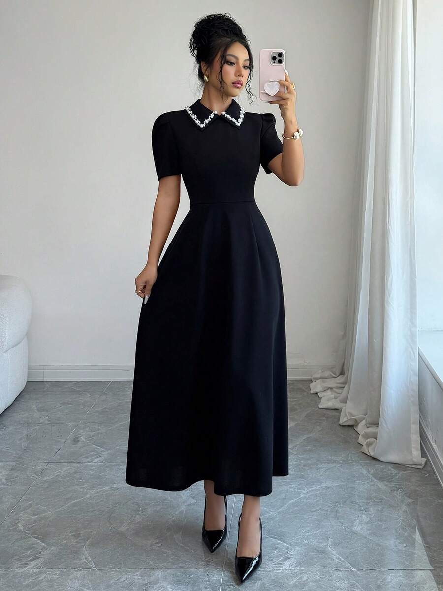 Black midi dress view 3