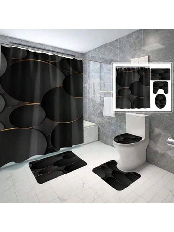 Transform your bathroom into a stylish sanctuary with our Black and Gold Geometric Bathroom Set! This dynamic duo features a waterproof shower curtain that keeps splashes where they belong and a matching rug that's as cushy as it is chic. The bold geometric pattern adds a touch of luxury that works year-round, making your bathroom the secret MVP of your home decor game. Who knew bathroom accessories could be this fun?