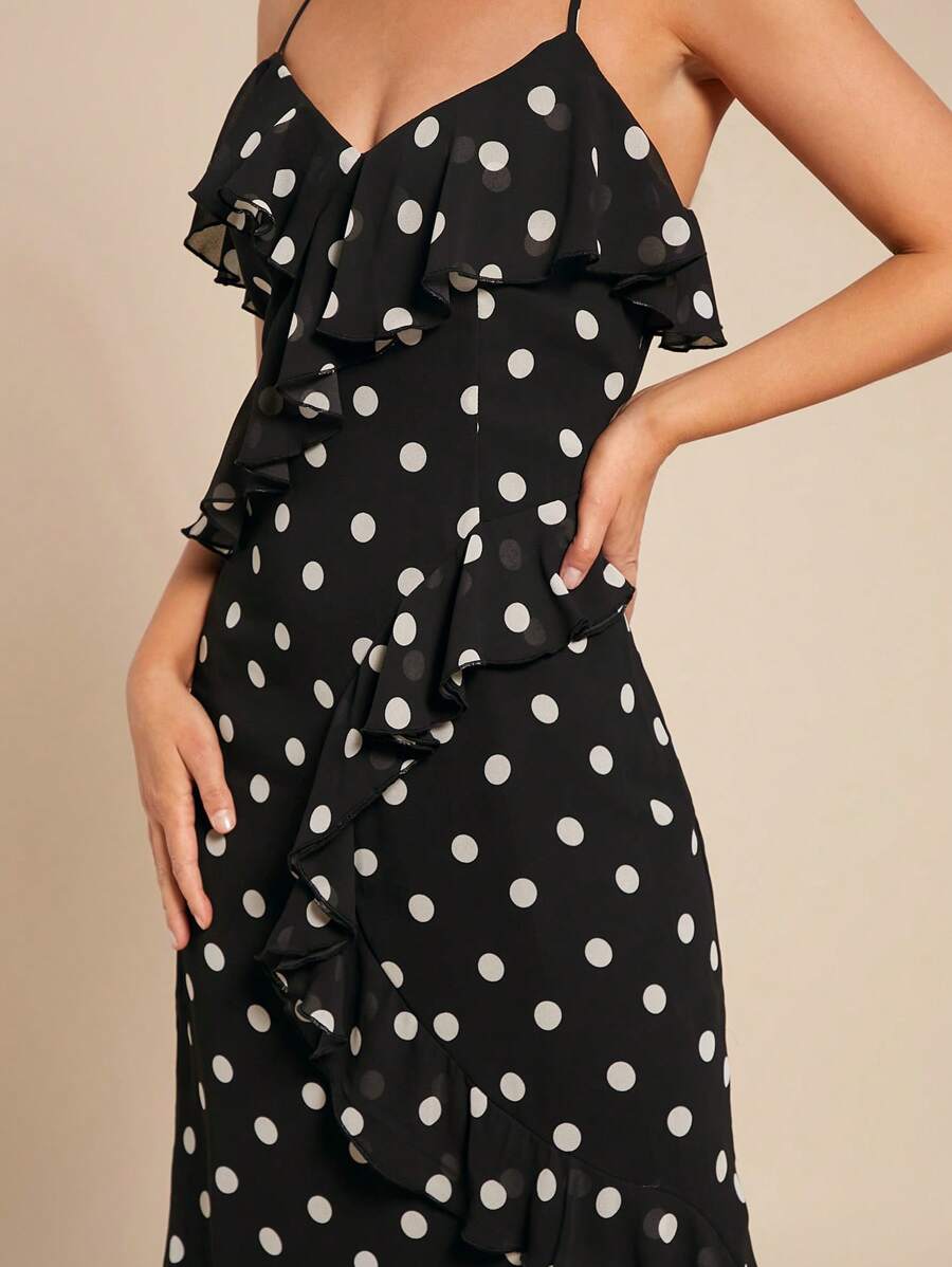 black and white polka dot bodycon dress Elegant Black and White Polka Dot Fishtail Bodycon Dress for All Seaso –  Canary Houze