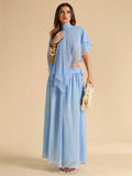 Effortless elegance meets vacation comfort in this stunning blue chiffon 2-piece set. The lightweight, flowing fabric drapes beautifully while keeping you cool and comfortable in warm weather. Perfect for beach getaways, resort dinners, or tropical escapes, this versatile set transitions seamlessly from day to evening. The coordinated pieces work together or separately, giving you multiple styling options. Soft chiffon construction ensures breathability and movement,