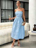 Step into effortless charm with this Elegant Blue Pleated Midi Dress. Its flowing pleats and vibrant blue hue make it the perfect pick for vacations or birthday celebrations. Lightweight and flattering, it moves with you, adding a playful touch to every twirl and smile. Dress up your special moments with a splash of chic style!
