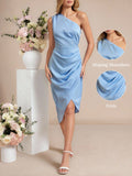 Step out in style with this Elegant Blue Satin Dress, designed to flatter your silhouette with its slimming fit. Perfectly suited for vacations, afternoon tea, or any special occasion, its smooth satin fabric adds a touch of luxury and charm. Feel confident and effortlessly chic wherever you go!
