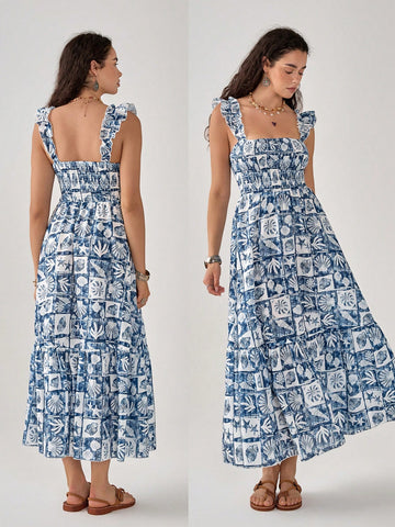 Slip into seaside chic with our Blue Shell Print Dress! This breezy slip silhouette features a whimsical ocean-inspired pattern that's ready to make waves in your wardrobe. Perfect for sunny brunches or beachside strolls, it's the no-fuss fashion fix that lets you look put-together without even trying. Just throw it on and go—instant style points guaranteed!