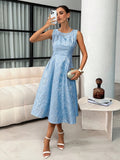 Step into style with this Elegant Blue Sleeveless A-Line Jacquard Dress! Its flattering silhouette and rich jacquard texture make it a fun choice for everything from brunch dates to evening soirees. Lightweight and breezy, it keeps you comfortable while turning heads wherever you go. Dress it up or down—this playful piece is ready to steal the spotlight!