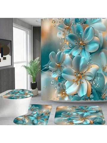 Transform your bathroom into a whimsical oasis with our Blue and White Floral Shower Curtain Set! This playful 4-piece collection adds a splash of elegance without taking itself too seriously. The charming floral pattern dances across the fabric, while the included accessories ensure your bathroom makeover is as easy as a bubble bath. Perfect for adding personality to apartments or creating that "fancy hotel but fun" vibe you've been dreaming about!