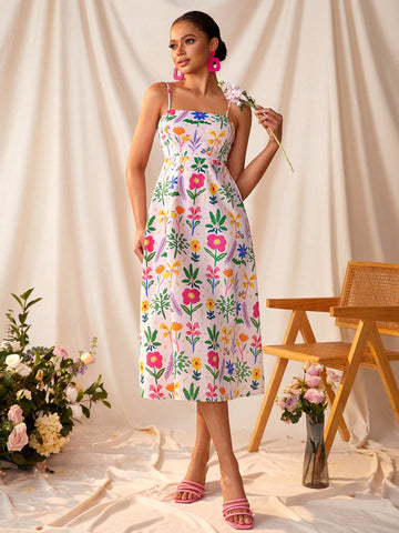 Be a free-spirited fashionista in this Elegant Bohemian Floral Cami Dress, perfect for Summer festivals and parties. Let the vibrant floral print and flowy fit take you on a whimsical journey. Dance the night away in comfort and style.