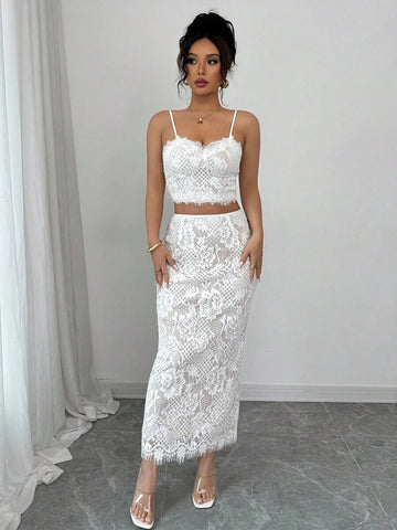 Escape to effortless elegance with this dreamy two-piece set! Delicate lace trim adorns the spaghetti strap top, while the flowing skirt moves with every twirl. Perfect for sunset beach strolls, garden parties, or spontaneous adventures—this bohemian beauty brings that carefree, romantic vibe to any summer occasion. Mix, match, or wear together for instant vacation-ready style that feels as good as it looks.