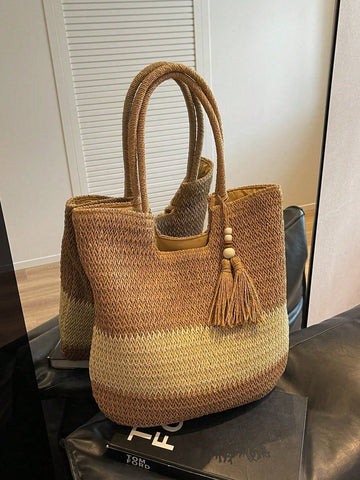 Add a splash of boho charm to your day with this elegant woven tote bag! Lightweight yet roomy, it’s your perfect companion for beach getaways or bustling city commutes. Carry your essentials in style and let the playful, handcrafted design brighten every outing.