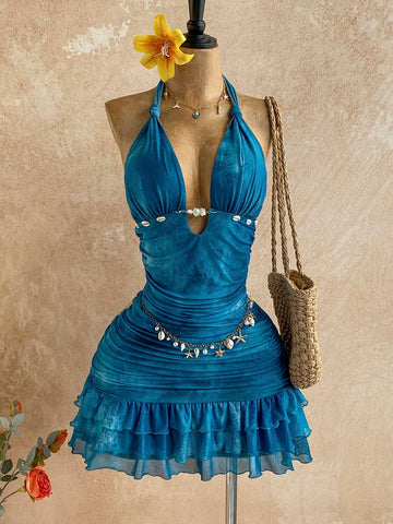 Embrace effortless sophistication with this boho backless mini dress, designed for those who appreciate understated elegance. The open back creates a striking silhouette while maintaining refined grace, making it ideal for spring and summer celebrations. Whether you're attending a destination wedding, exploring a tropical getaway, or dancing through festival grounds, this piece transitions seamlessly from day to evening. The flowing mini length and bohemian aesthetic offer comfort without compromising style